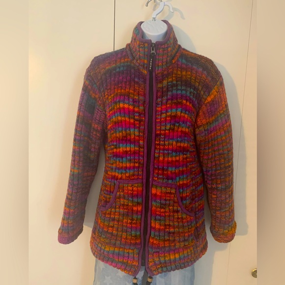 Venus Imports women's multi jewel tone wool lined sweater coat